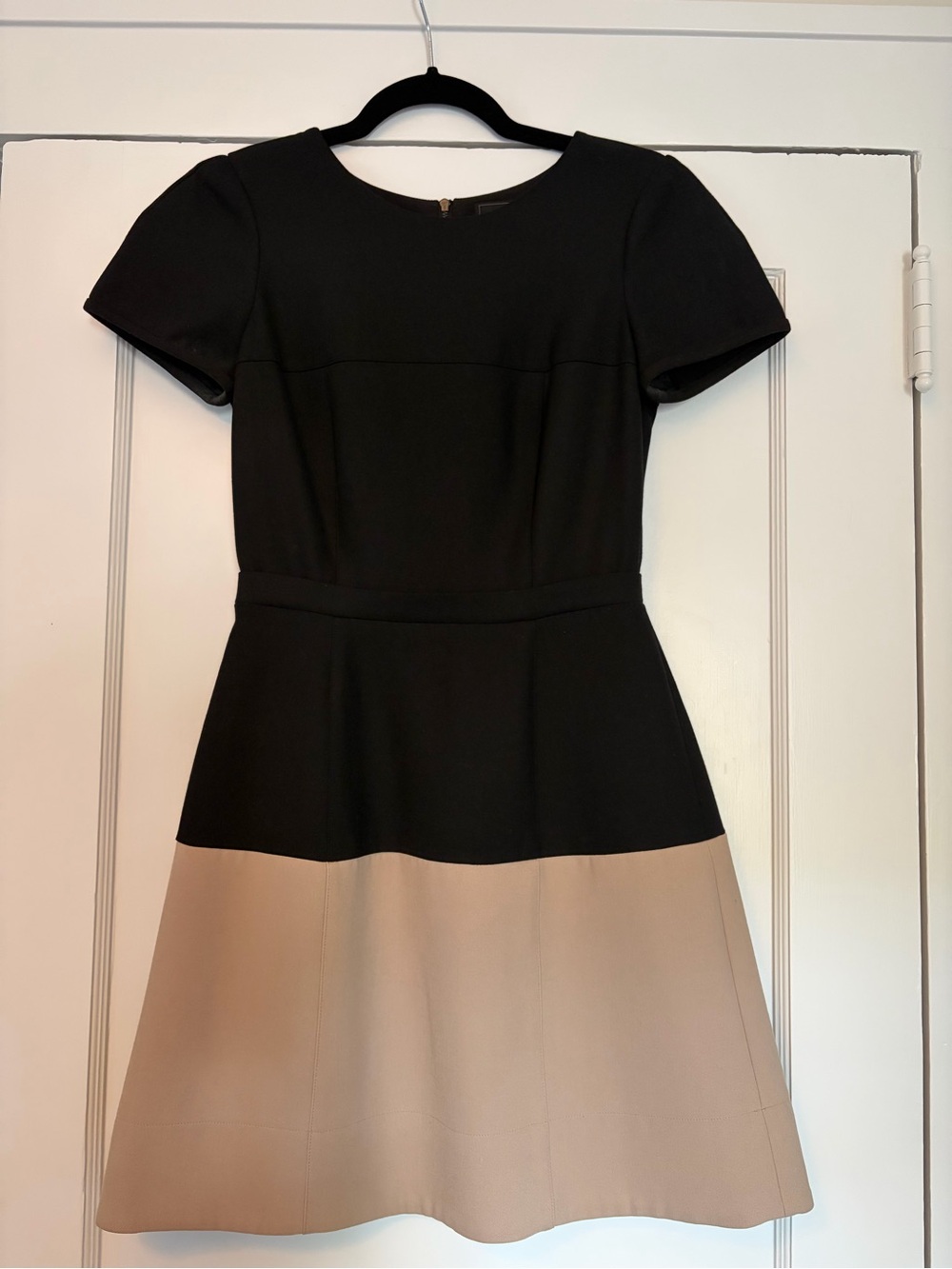 BCBGMaxAzria Black and Beige Colorblock A-Line Mini Dress
